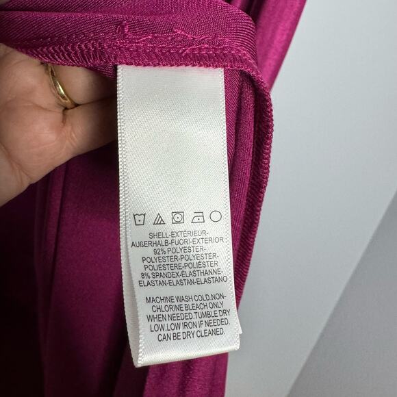 Dress The Population Krista Plunge Neck Side Slit Gown Dress Maxi Prom Magenta L - Picture 11 of 12